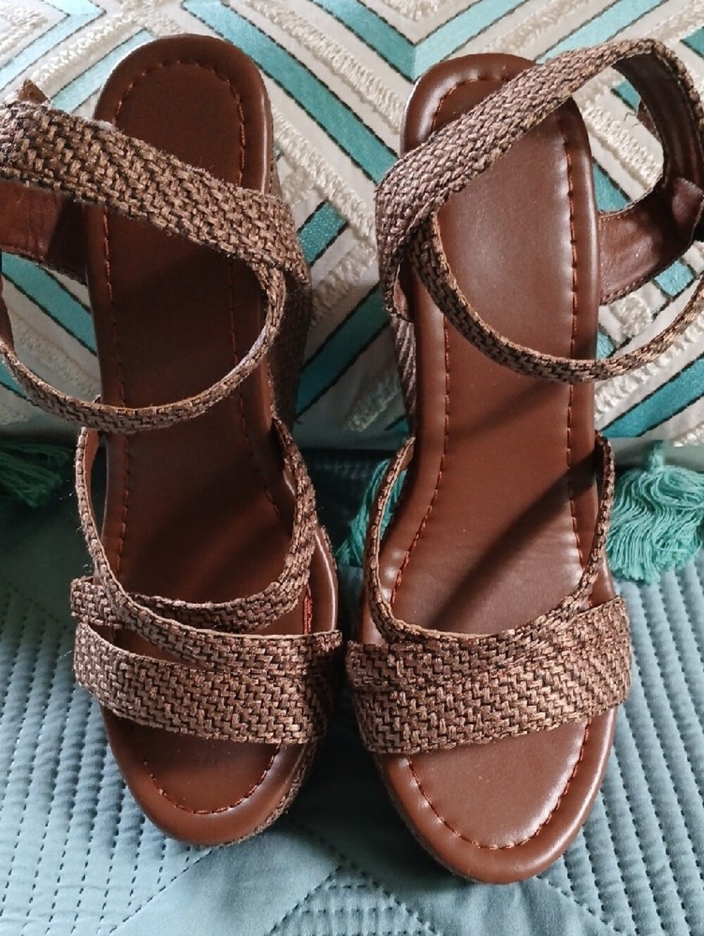 Tan Platform Wedge Sandals